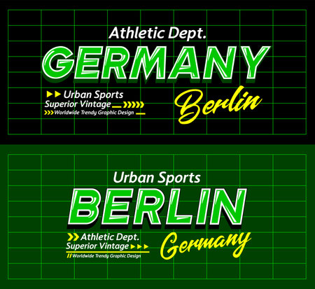 Berlin Germany urban modern sports typeface superior vintage, graphic design, slogan t-shirt, typography, vector illustration, for print on t shirts etc.のイラスト素材
