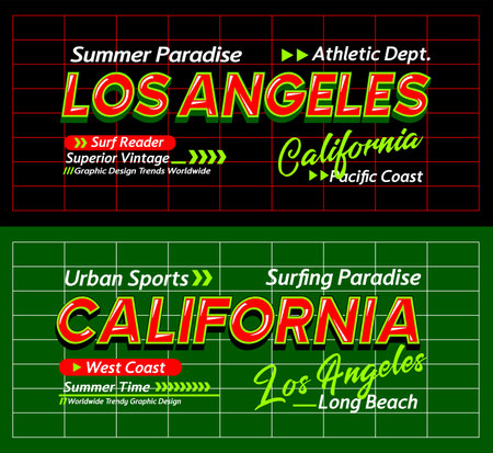 California Los Angeles urban modern sports typeface superior vintage, graphic design, slogan t-shirt, typography, vector illustration, for print on t shirts etc.のイラスト素材