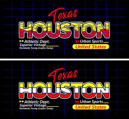 Houston urban line lettering sports style vintage college, graphic design, slogan t-shirt, typography, vector illustration, for print on t shirts etc.のイラスト素材