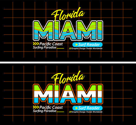 Miami urban line lettering sports style vintage college, graphic design, slogan t-shirt, typography, vector illustration, for print on t shirts etc.のイラスト素材