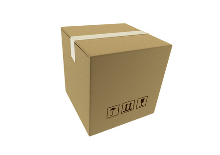 Cardboard box package sealed and ready for shipment