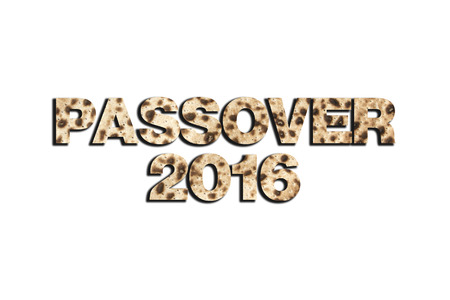 Passover 2016 curved in Matzo texture isolated on white