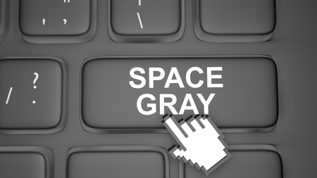 3D render illustration top view of space gray keyboardの写真素材