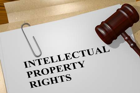 3D illustration of INTELLECTUAL PROPERTY RIGHTS title on legal documentの写真素材