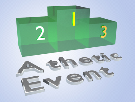 3D illustration of Athletic Event title with a podium as a backgroundの写真素材