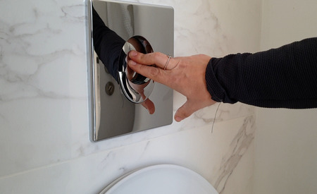 Flushing Water Using Dual Machanism OF Concealed Toilet Cisternの写真素材