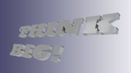 3D illustration of THINK BIG! script over blue gradientの写真素材