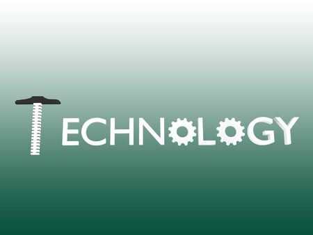 3D illustration of letters forming the word TECHNOLOGY ,isolated over green gradient.の写真素材
