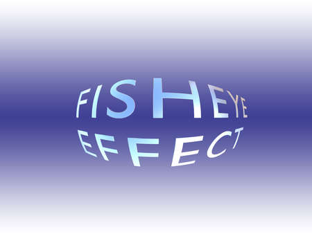 3D illustration of letters forming the expression FISHEYE EFFECT ,isolated over blue gradient.