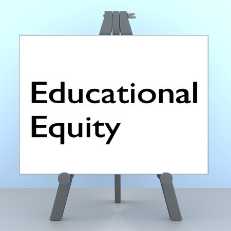 3D illustration a tripod board with the script Educational Equity.の写真素材