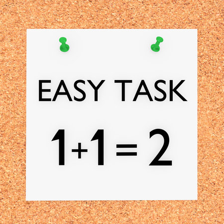 3D illustration of Easy Task on cork boardの写真素材