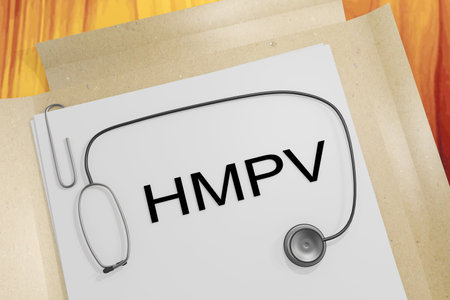 3D illustration of a medical document, titled HMPV.の写真素材