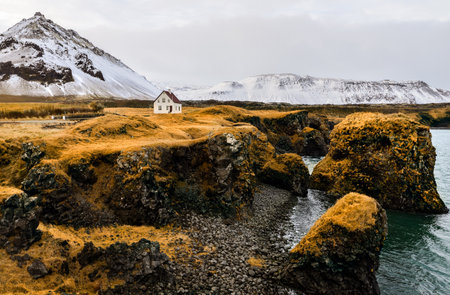 Arnarstapi cliffs with the white house