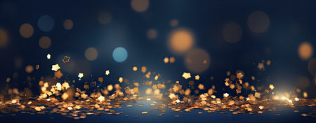 Abstract background with golden stars and bokeh. Vector illustration.