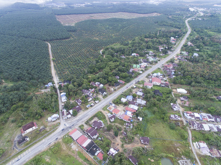 Aerial photo of a village - Kampung Keroh,Kuala Krai,Kelantan,Malaysiaの写真素材