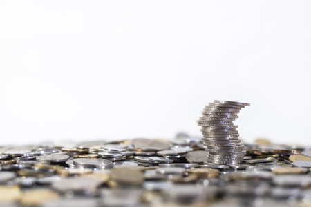 group of coins isolated on white background. Business and financial conceptの写真素材