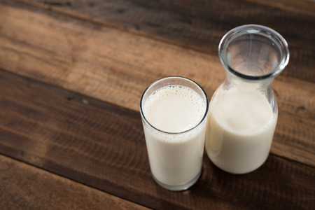 milk in a bottle and glass. healthy lifestyle conceptの写真素材