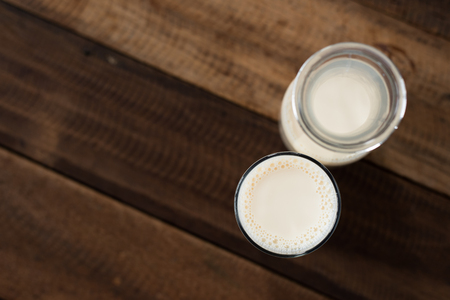 milk in a bottle and glass. healthy lifestyle conceptの写真素材