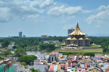 kuching, sarawak, malaysia - December 5th 2012 : Sarawak State Legislative Assembly Building and the surrounding buildings environment in sunny morningのeditorial素材