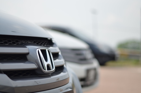 johor bharu,malaysia-June 30th 2017 Honda car logo on a black car. Honda Motor Corporation is a Japanese public multinational corporation primarily known as a manufacturer of automobiles, motorcyclesのeditorial素材