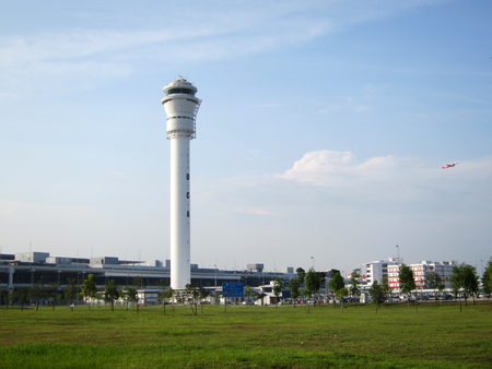 Sepang,Selangor,Malaysia - December 17th 2017 : airport control tower and surrounding enviroment located at Kuala Lumpur International Airport ( KLIA )のeditorial素材