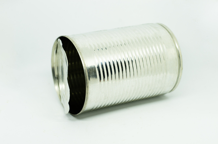 empty tin can isolated on white background. aluminium tin can