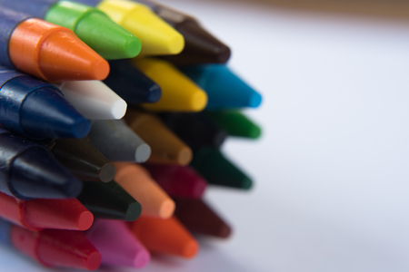 colorful crayon on white background. art and school conceptの写真素材