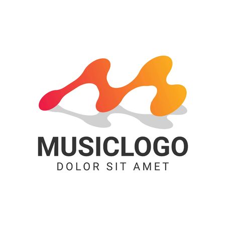 Music logo letter M logo. Vector icon logo for music company. Musical note logo.のイラスト素材