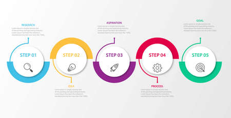 Business process infographic template. Thin line design with numbers 5 options or steps. Vector illustration graphic designのイラスト素材
