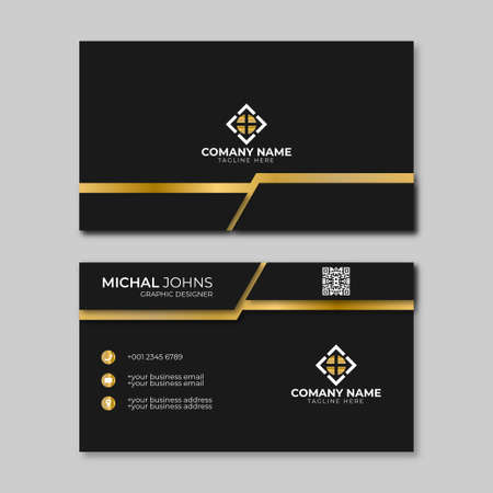 Business card black and gold vector templateのイラスト素材