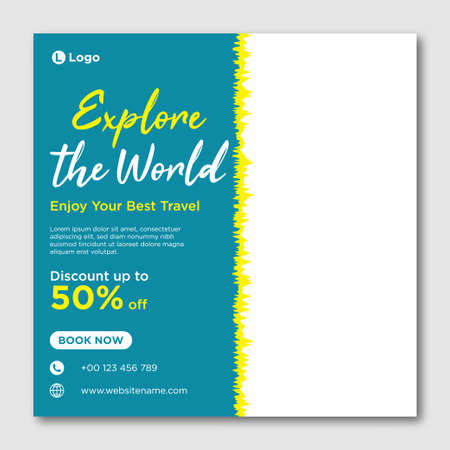 travel social media post banner templateのイラスト素材