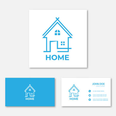 Real estate, home logo design with business cardのイラスト素材