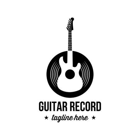 Vinyl disk record music logo vector icon illustration designのイラスト素材