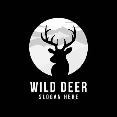Hipster wild deer landscape logo - vector illustrationのイラスト素材