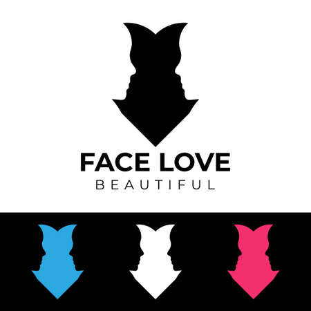 human head in heart shape logo templateのイラスト素材