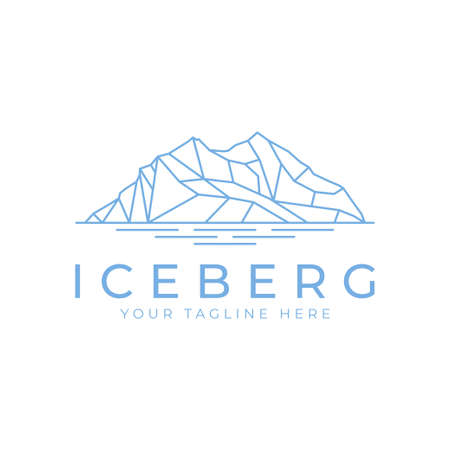iceberg logo geometric line outline monoline illustrationのイラスト素材