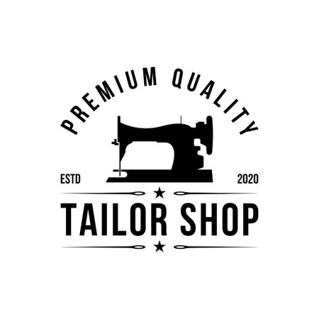 Tailor's vector logo design. Sewing machine icon. Textile emblem. Clothes label.のイラスト素材