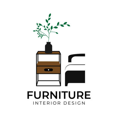bedroom and cupboard furniture logo design templateのイラスト素材