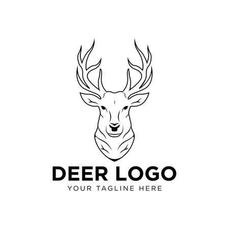 Deer head emblem isolated on white backgroundのイラスト素材
