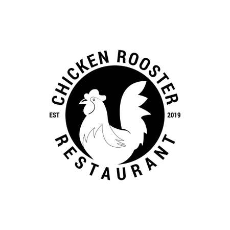 Chicken Farm Vintage Logo Vector labelのイラスト素材