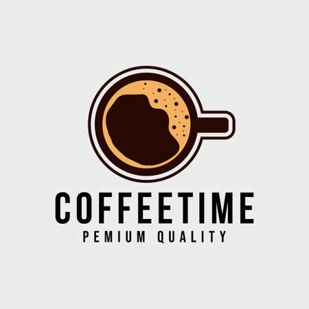 Coffee cup top view with bean shape foam creative symbol concept. Cafe menu, restaurant abstract business logo idea. Fresh espresso icon. Corporate identity logotype, company graphic design tamplateのイラスト素材