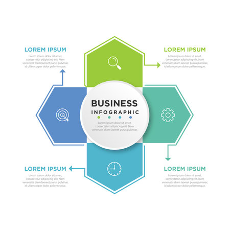 Circle chart infographic template with 4 options for presentations, advertising, layouts, annual reportsのイラスト素材