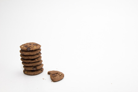 Stack of cookies on white backgroundの写真素材