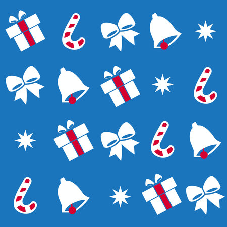 Illustration vector graphic Accessories Happy New Years Pattern with blue background perfect for background Holiday Season, Happy new years, etc.のイラスト素材
