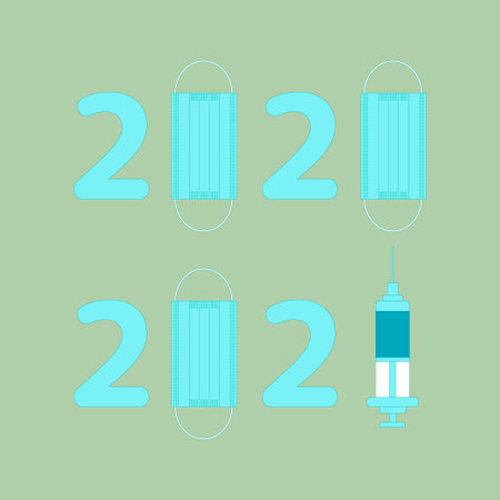 Welcome 2021 and goodbye 2020 text effect vector good for Greetings Happy new yearsのイラスト素材