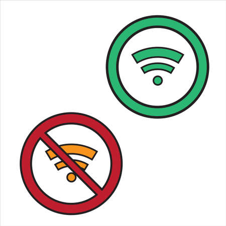 Illustration Vector Graphic of Wifi Available or Not Available, Suitable for Connection Content.のイラスト素材