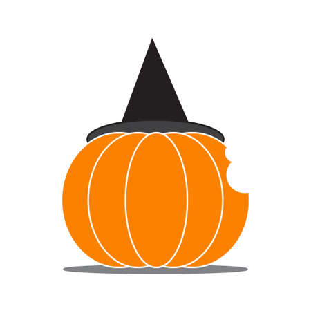 Illustration vector of Halloween pumpkin with black hatのイラスト素材