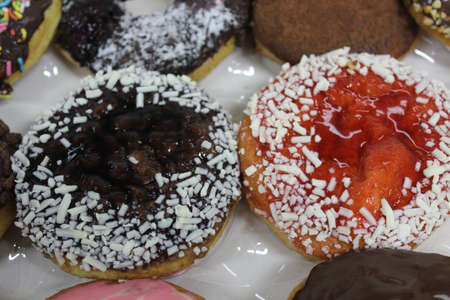 Close up of colorful donutsの写真素材