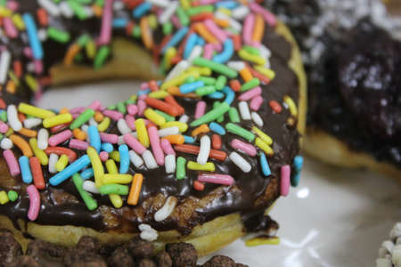 Close up of colorful donutsの写真素材