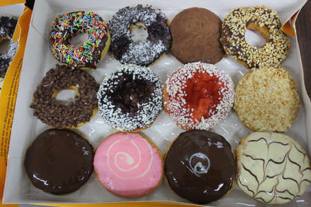 Close up of colorful donutsの写真素材
